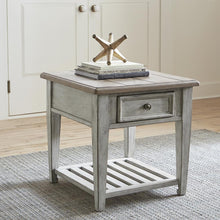 Heartland Drawer End Table in Antique White w/ Tobacco Top