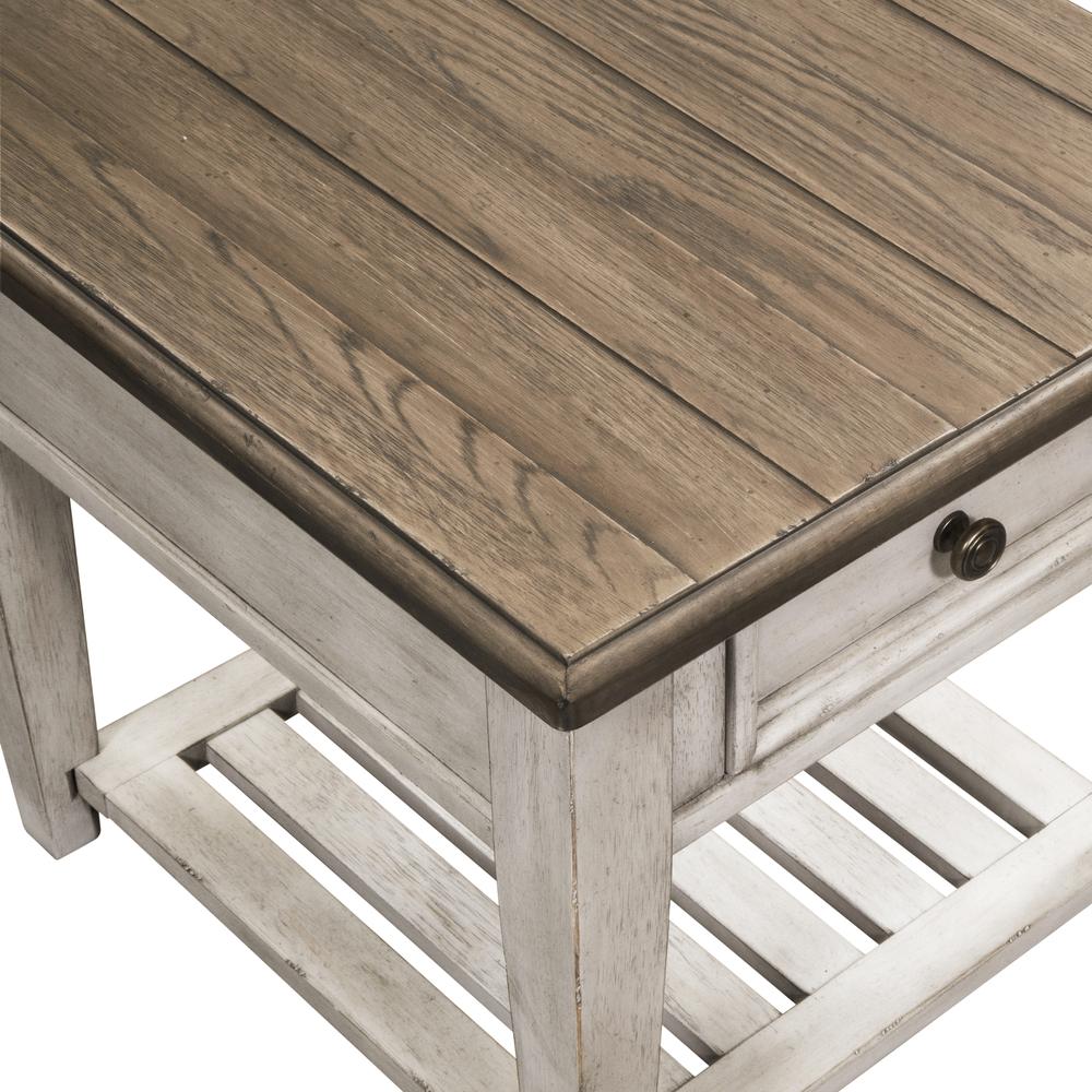Heartland Drawer End Table in Antique White w/ Tobacco Top