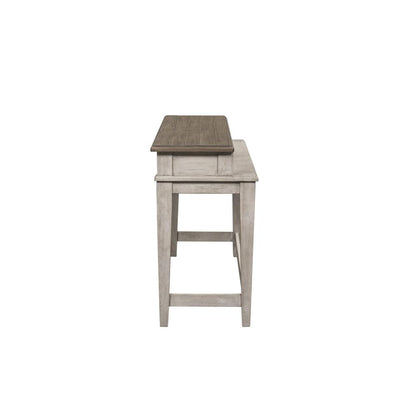 Heartland Console Bar Table in Antique White w/ Tobacco Top