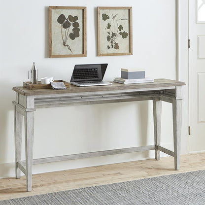 Heartland Console Bar Table in Antique White w/ Tobacco Top