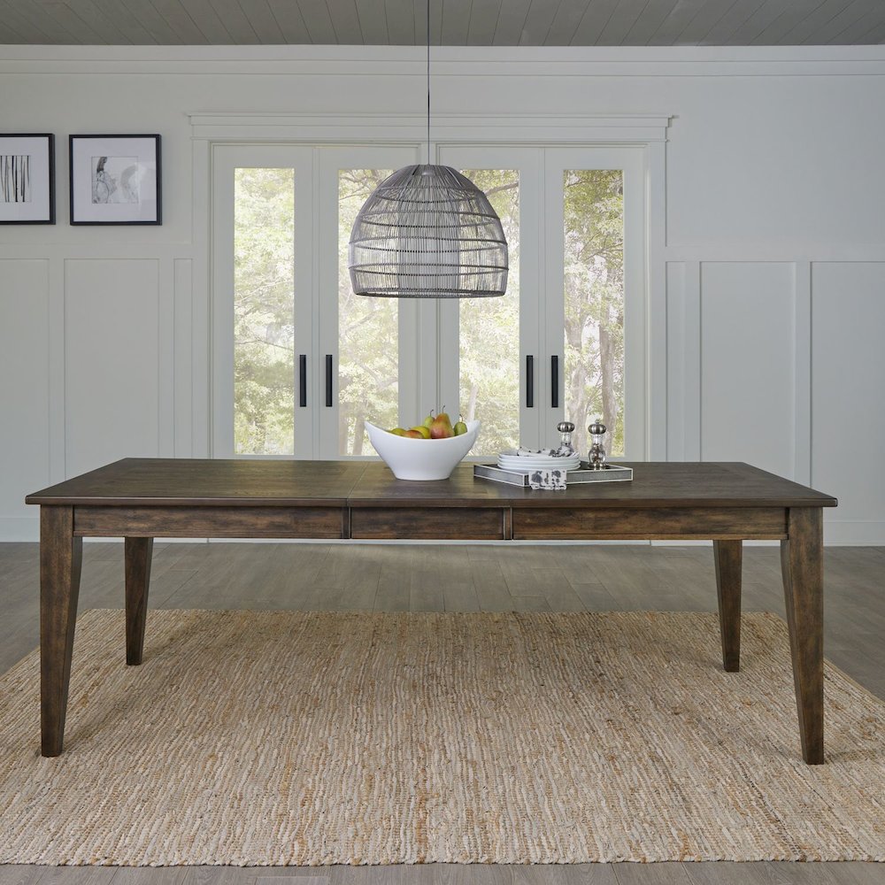 Midland Falls Rectangular Leg Table - Rustic Brown Oak Wood
