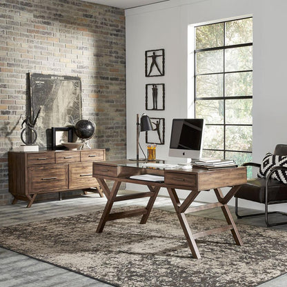Lennox 2 Piece Desk Set in Weathered Chestnut