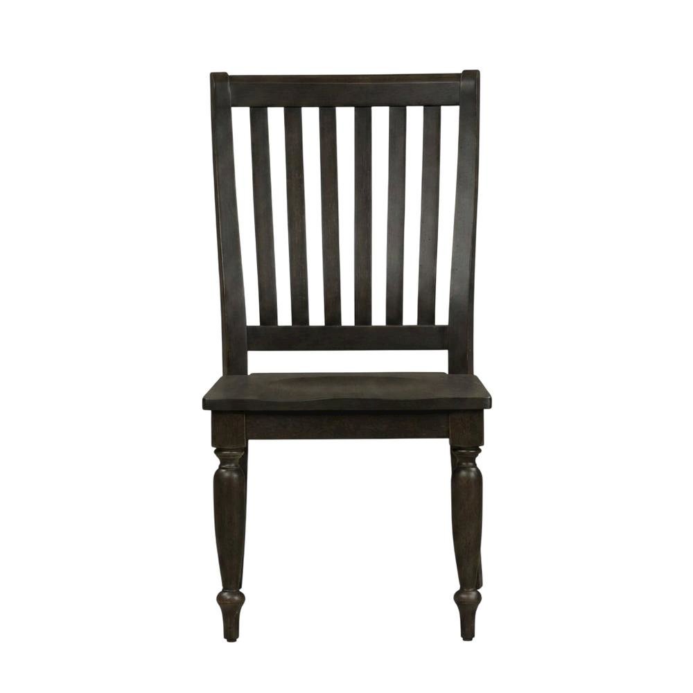 Rubberwood Solid Wood Slat Back Farmhouse Dining Chair for Kitchen Table, Black