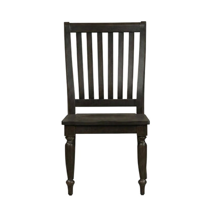 Rubberwood Solid Wood Slat Back Farmhouse Dining Chair for Kitchen Table, Black