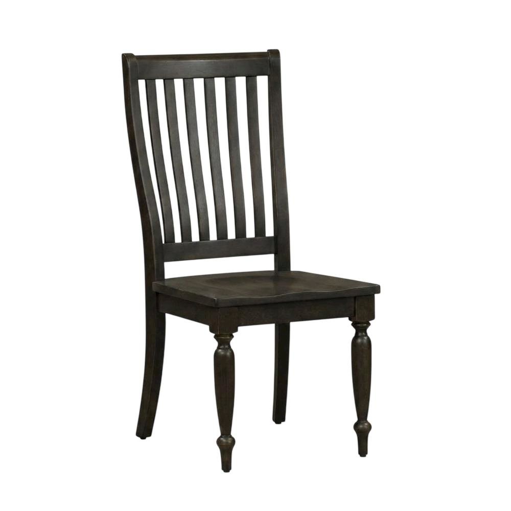 Rubberwood Solid Wood Slat Back Farmhouse Dining Chair for Kitchen Table, Black