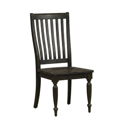 Rubberwood Solid Wood Slat Back Farmhouse Dining Chair for Kitchen Table, Black