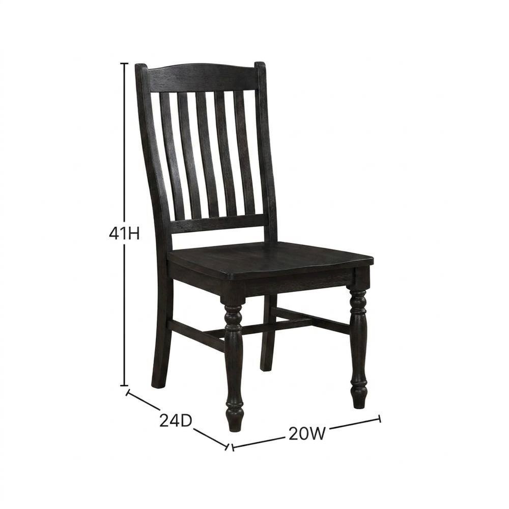 Rubberwood Solid Wood Slat Back Farmhouse Dining Chair for Kitchen Table, Black