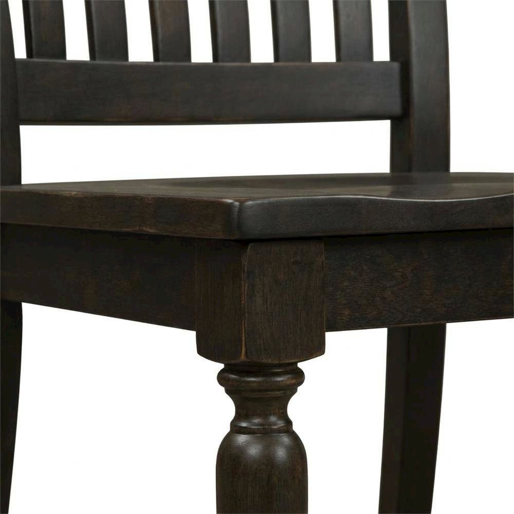 Rubberwood Solid Wood Slat Back Farmhouse Dining Chair for Kitchen Table, Black