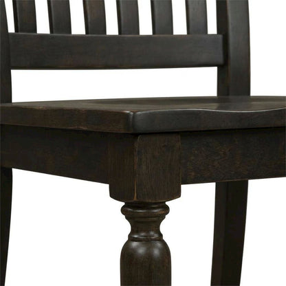 Rubberwood Solid Wood Slat Back Farmhouse Dining Chair for Kitchen Table, Black