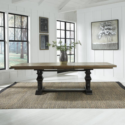 6 Piece Trestle Table Set in Chalkboard Finish