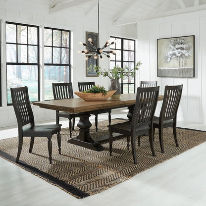Harvest Home 7 Piece Trestle Table Set in Chalkboard
