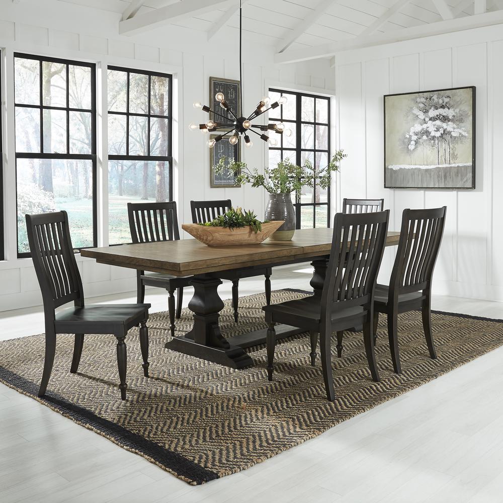 Harvest Home 7 Piece Trestle Table Set in Chalkboard