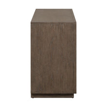 Aspen Sky 78 Inch TV Console, Louvered Doors - Weathered Saddle Brown Oak