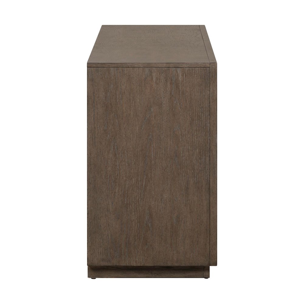 Aspen Sky 78 Inch TV Console, Louvered Doors - Weathered Saddle Brown Oak