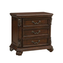 Cognac Nightstand with 3 Drawers and Traditional Style