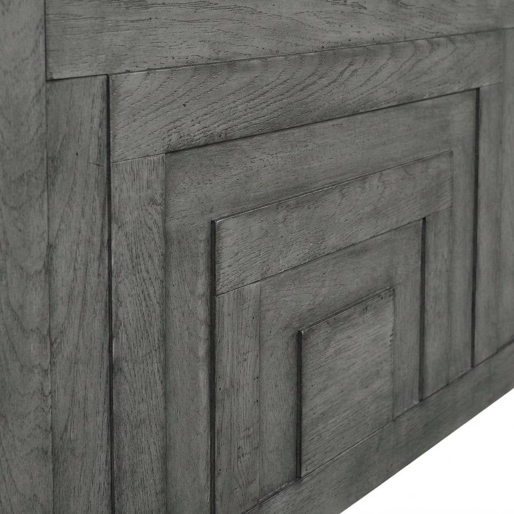 Dusty Charcoal Panel Headboard, Heavy Distressing Solid, Manufactured Wood