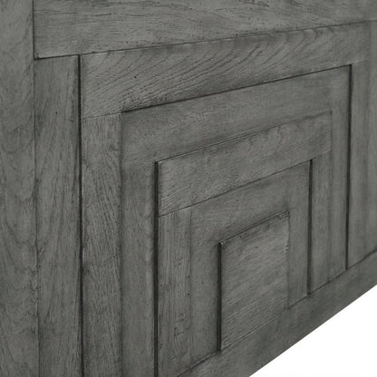 Dusty Charcoal Panel Headboard, Heavy Distressing Solid, Manufactured Wood