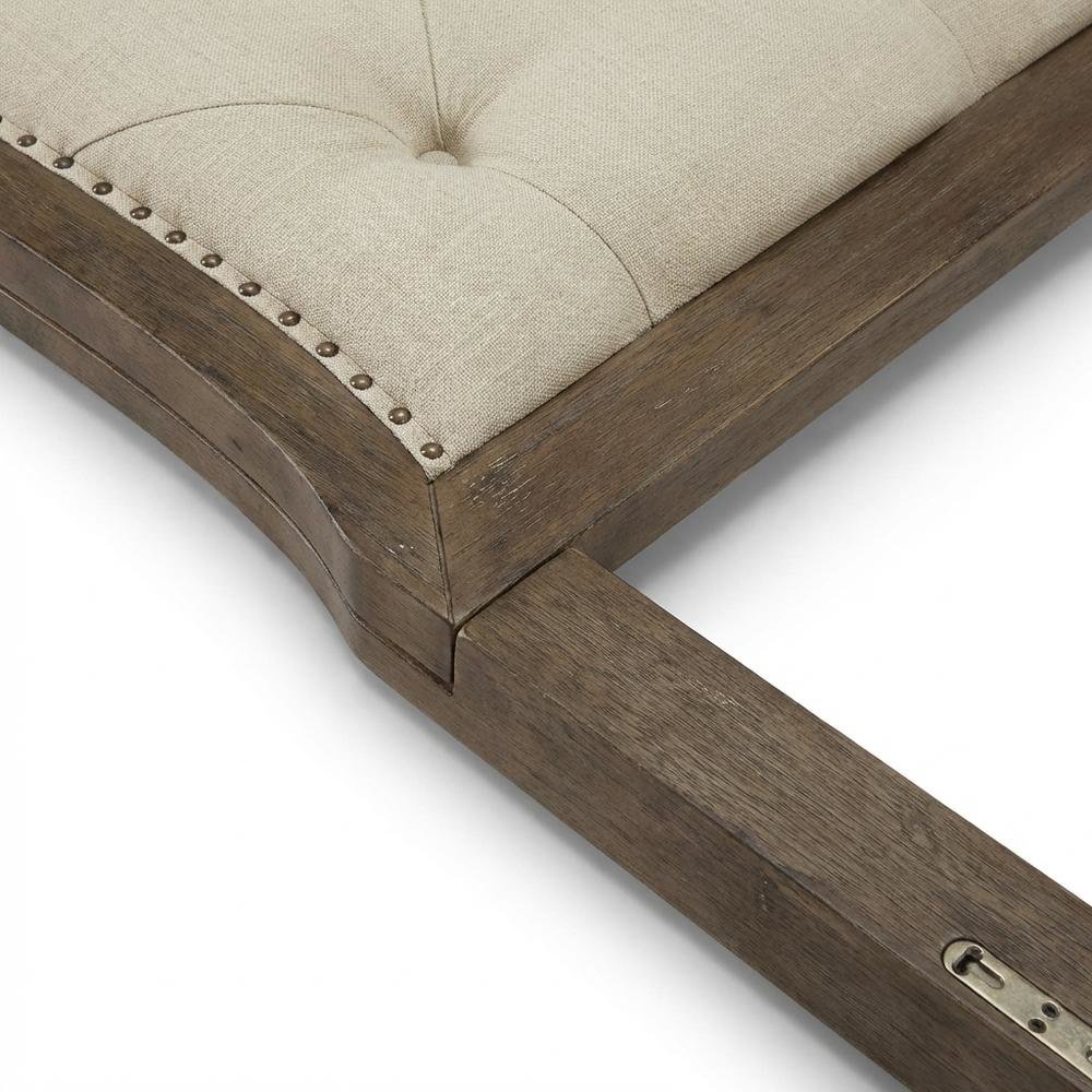 Dusty Taupe Tufted Panel Headboard with Black Finish Poplar Solids Wood