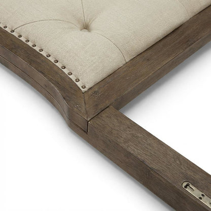 Dusty Taupe Tufted Panel Headboard with Black Finish Poplar Solids Wood