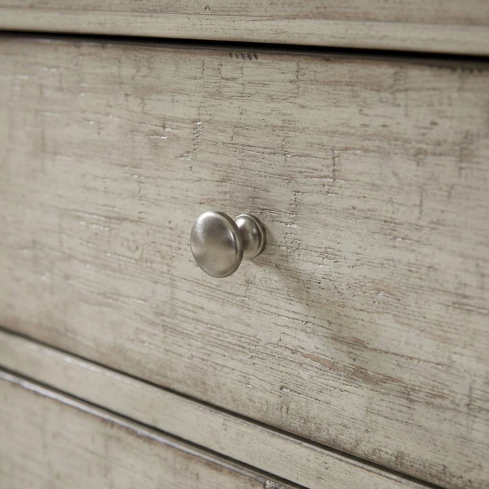 White Finish Nightstand with Charging Station and Weathered Linen Touch