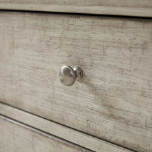 White Finish Nightstand with Charging Station and Weathered Linen Touch