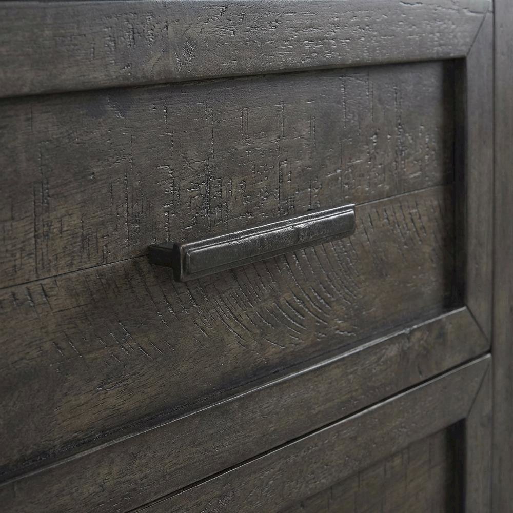 Rustic Nightstand in Rock Beaten Brown with Saw Cuts for Bedroom Decor