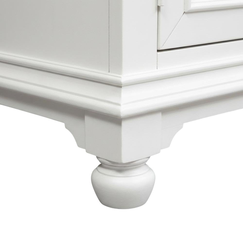 White Wirebrushed TV Console with Charcoal Top in Cottage Style