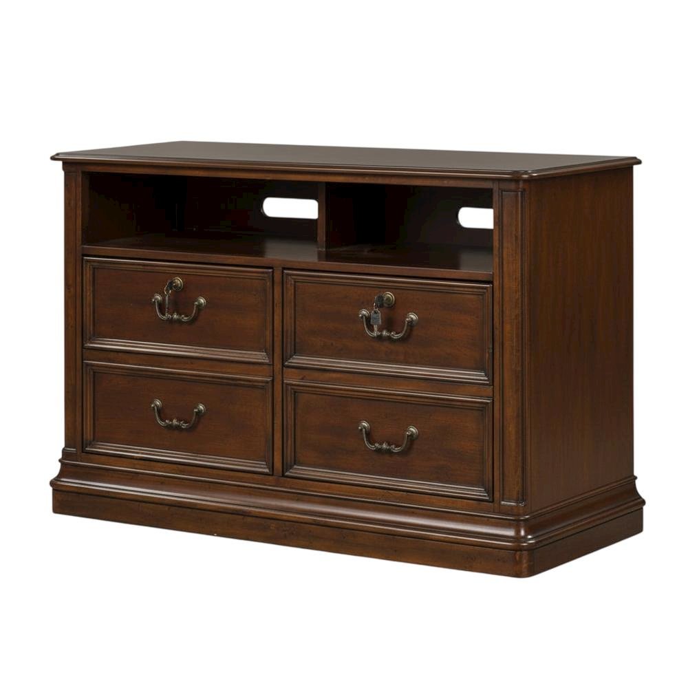 Cognac Executive Media Lateral File With Traditional Style