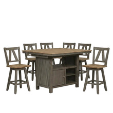 Rustic 7-Piece Dining Table Set in Rubberwood Solids and Veneers
