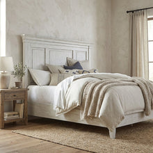 Antique White, Tobacco Top King Headboard, Solid Wood Frame, Farmhouse Design