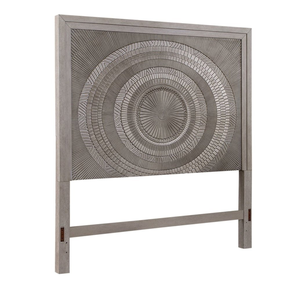 King Panel Bed in Rubberwood Solids w/ Split Heart Oak Veneers