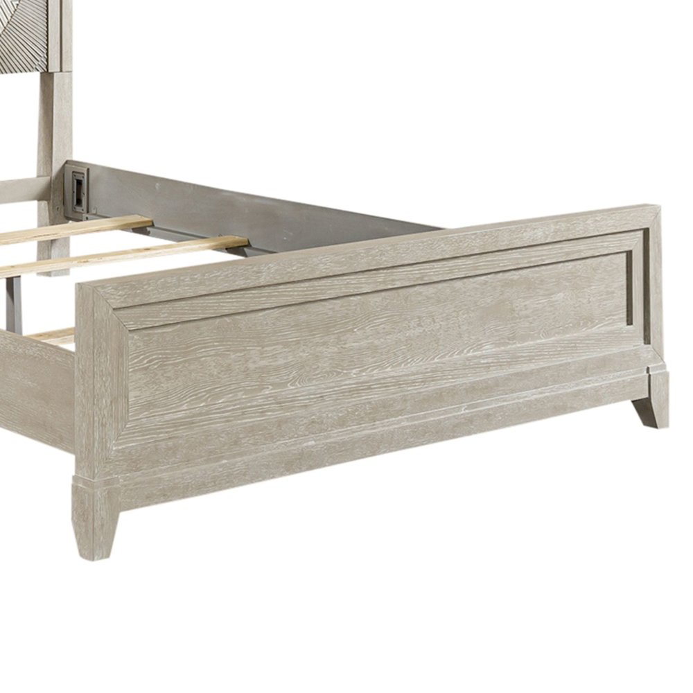 King Panel Bed in Rubberwood Solids w/ Split Heart Oak Veneers