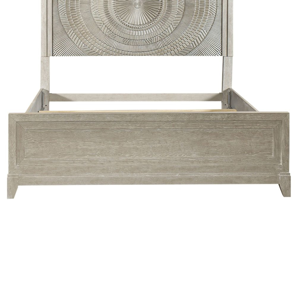 King Panel Bed in Rubberwood Solids w/ Split Heart Oak Veneers