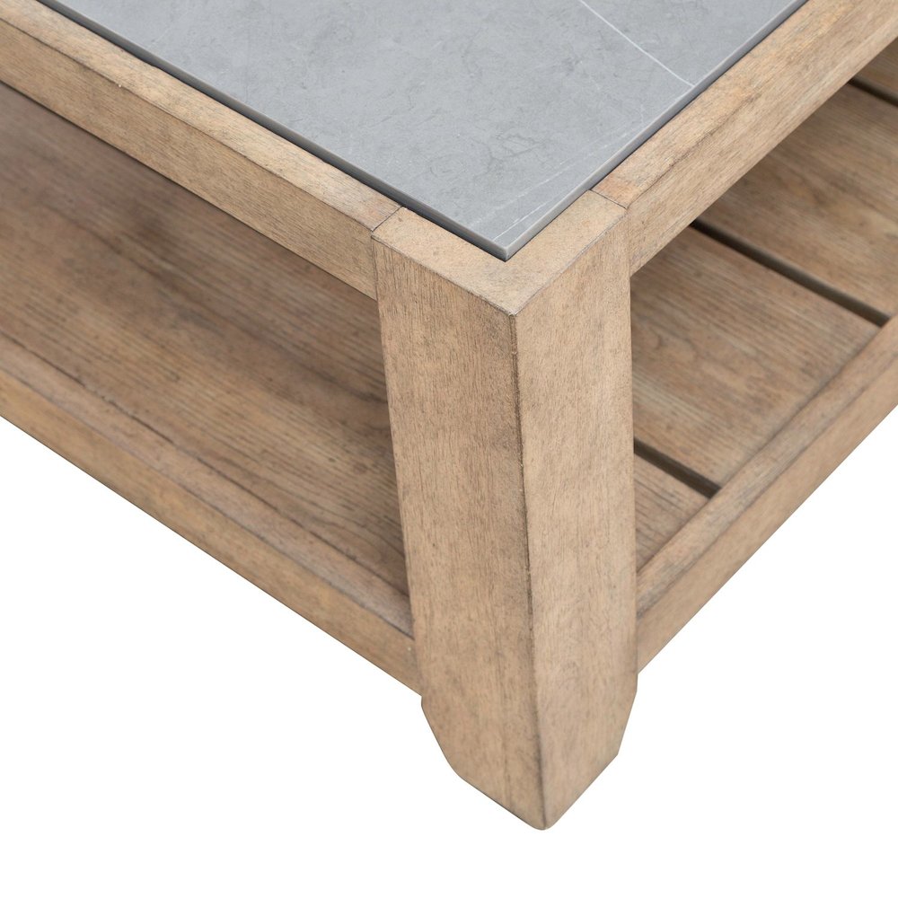 Millstone Cocktail Table with Unique Tile Top for Living Room - Nutmeg Oak Wood