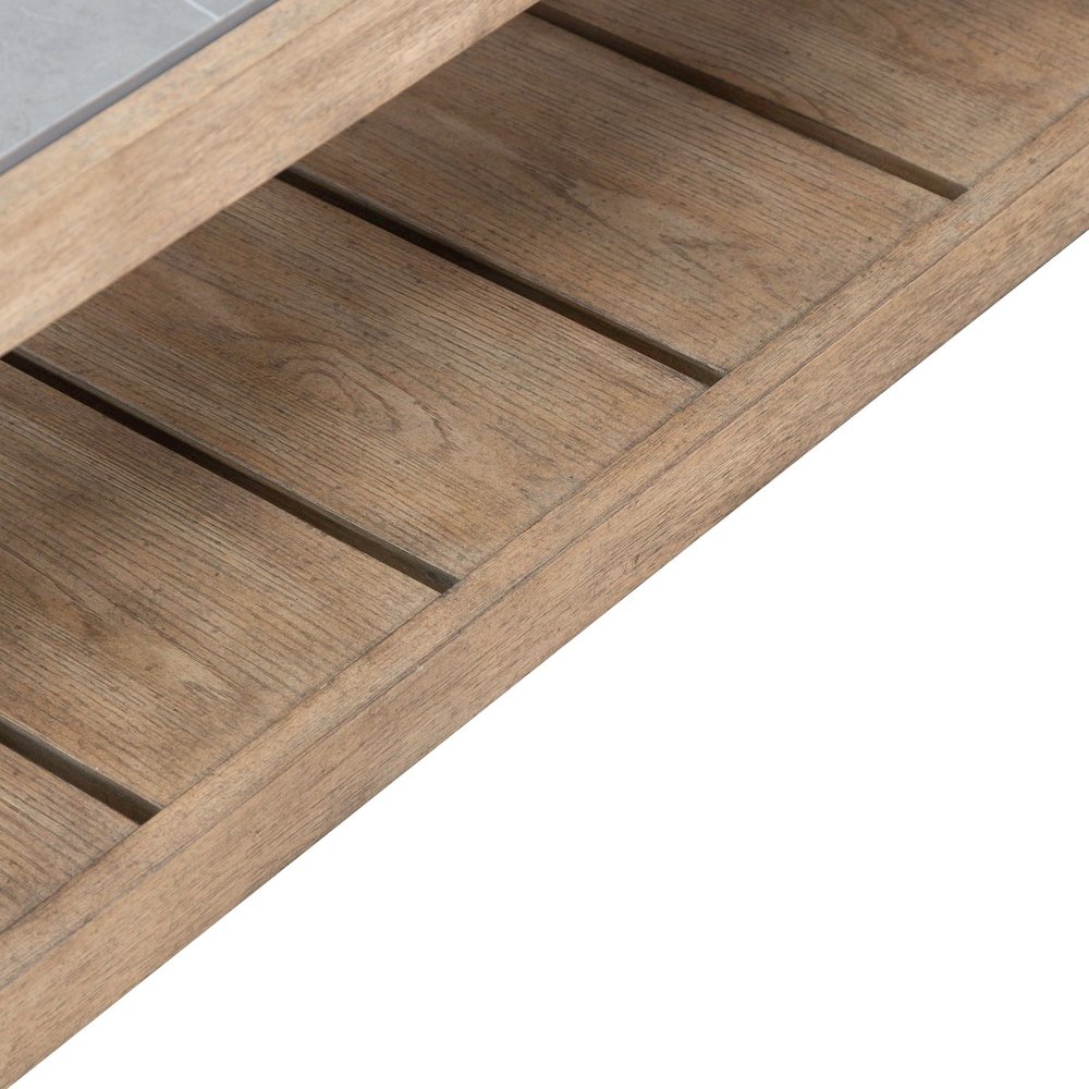 Millstone Cocktail Table with Unique Tile Top for Living Room - Nutmeg Oak Wood