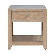 Millstone End Table with Unique Tile Top for Living Room - Nutmeg Oak Wood