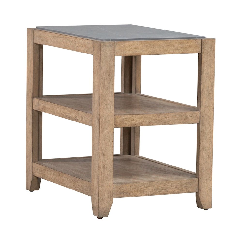 Millstone Chairside Table with Unique Tile Top for Living Room - Nutmeg Oak Wood