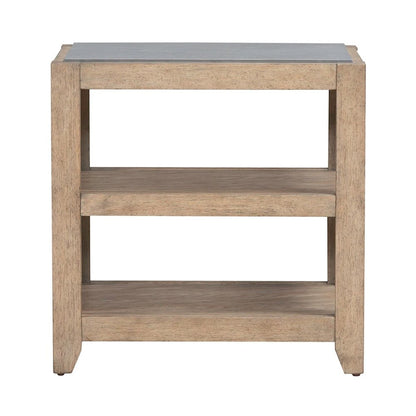 Millstone Chairside Table with Unique Tile Top for Living Room - Nutmeg Oak Wood