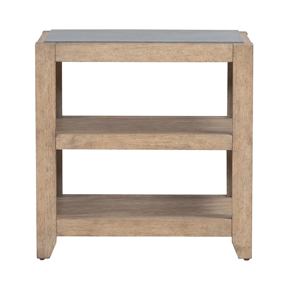 Millstone Chairside Table with Unique Tile Top for Living Room - Nutmeg Oak Wood