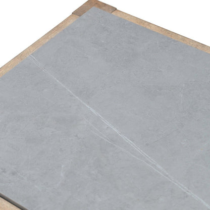 Millstone Chairside Table with Unique Tile Top for Living Room - Nutmeg Oak Wood