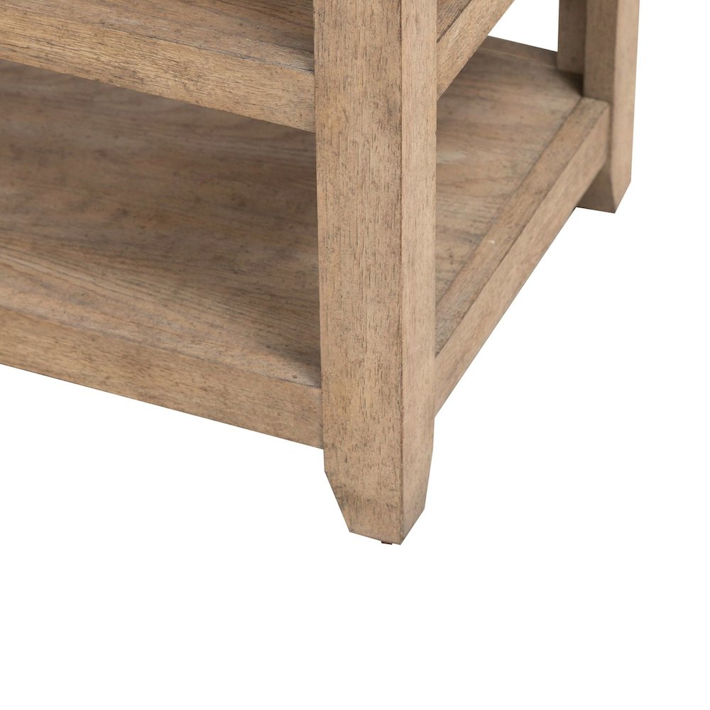 Millstone Chairside Table with Unique Tile Top for Living Room - Nutmeg Oak Wood