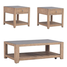 3 Piece Living Room Set, Tile Top Cocktail Table, 2 End Tables - Nutmeg Oak Wood