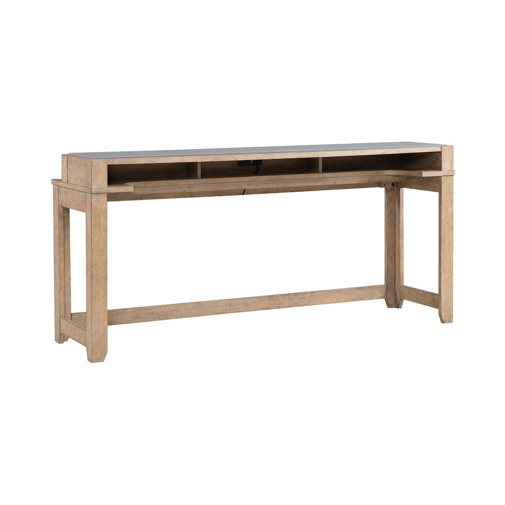 Millstone Console Bar Table, USB Charging Station - Nutmeg Oak Wood