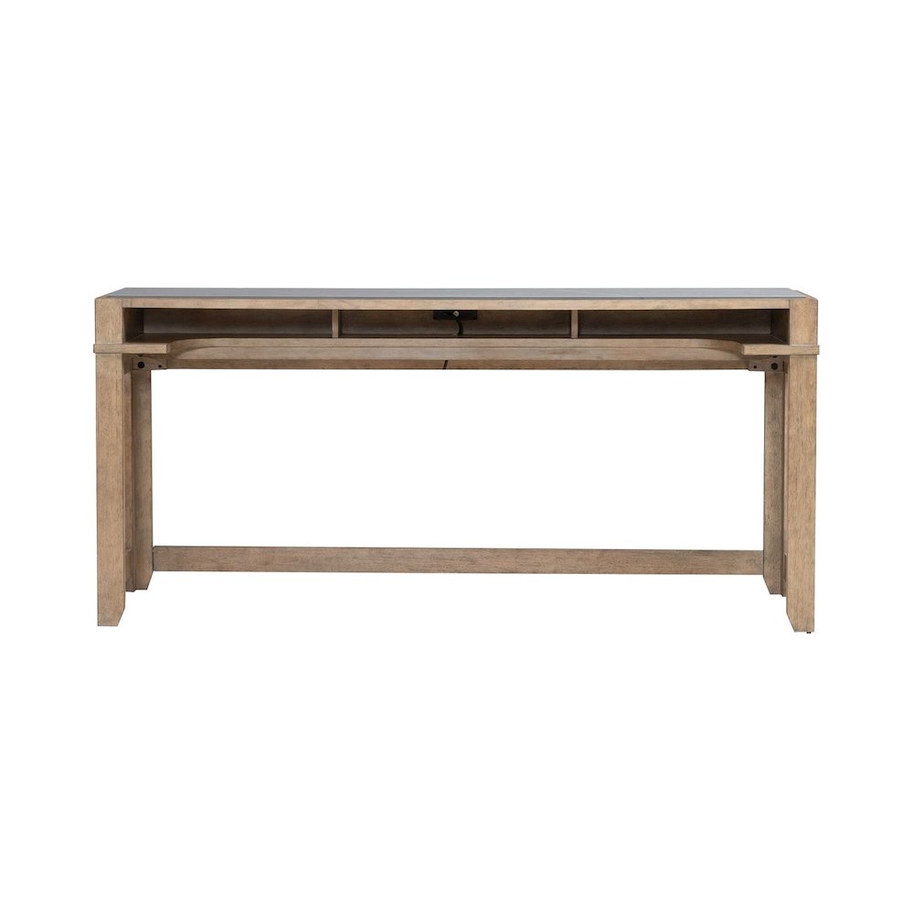 Millstone Console Bar Table, USB Charging Station - Nutmeg Oak Wood
