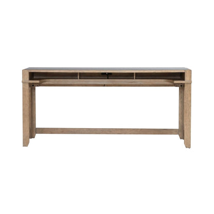 Millstone Console Bar Table, USB Charging Station - Nutmeg Oak Wood
