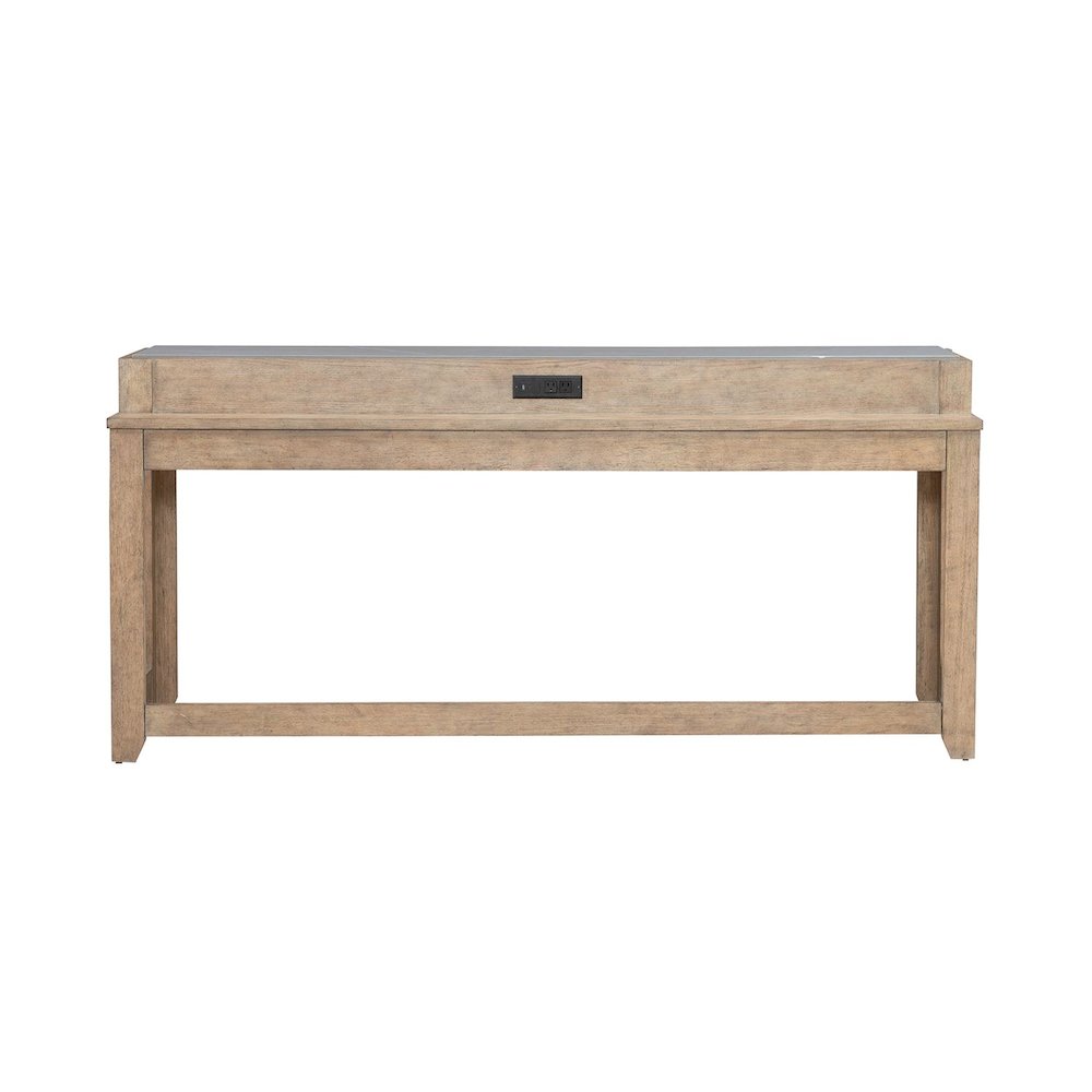 Millstone Console Bar Table, USB Charging Station - Nutmeg Oak Wood