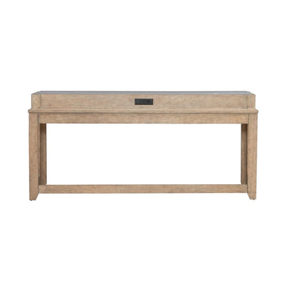 Millstone Console Bar Table, USB Charging Station - Nutmeg Oak Wood