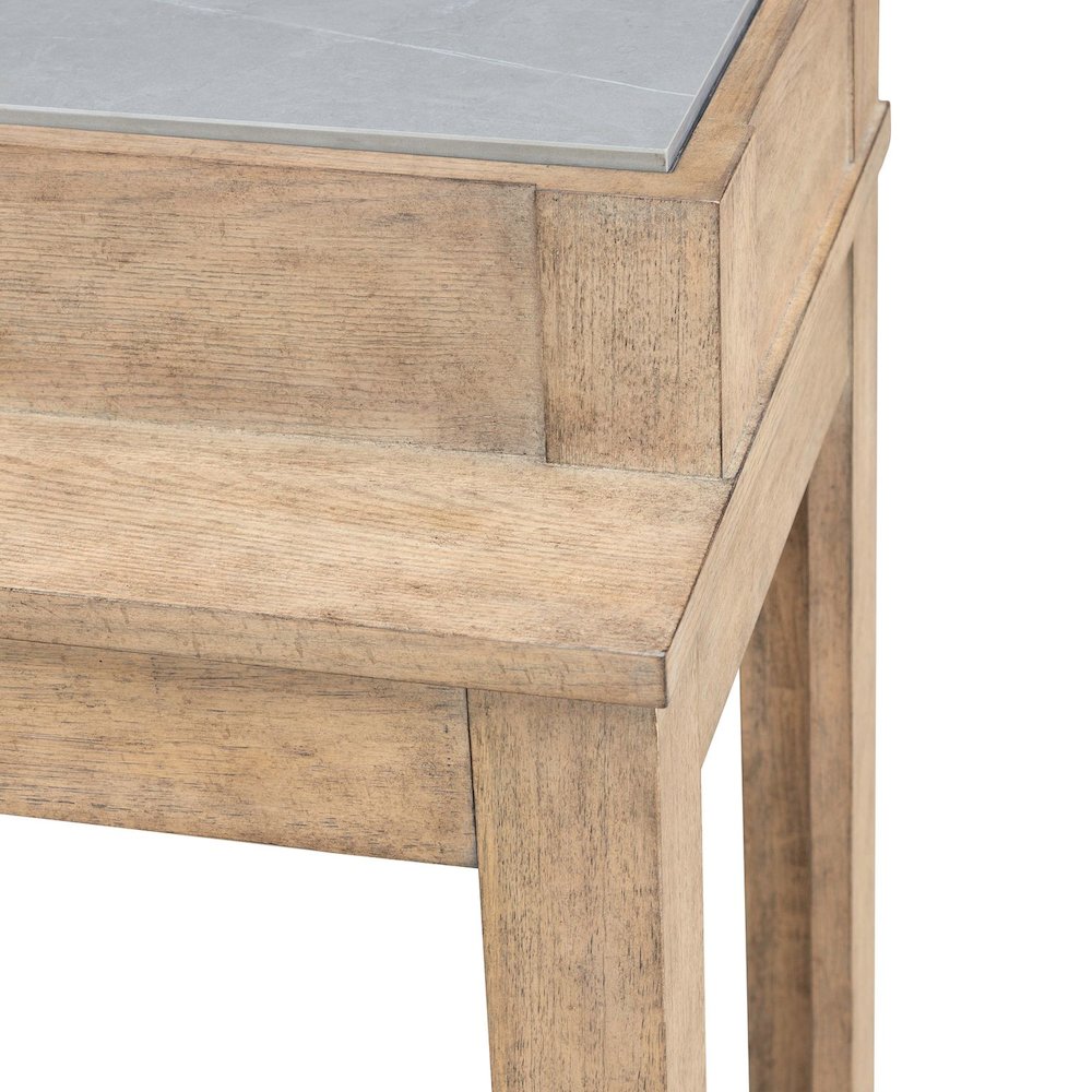 Millstone Console Bar Table, USB Charging Station - Nutmeg Oak Wood