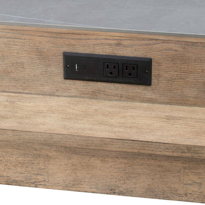 Millstone Console Bar Table, USB Charging Station - Nutmeg Oak Wood