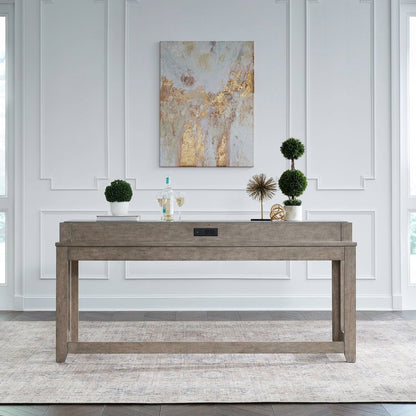 Millstone Console Bar Table, USB Charging Station - Nutmeg Oak Wood